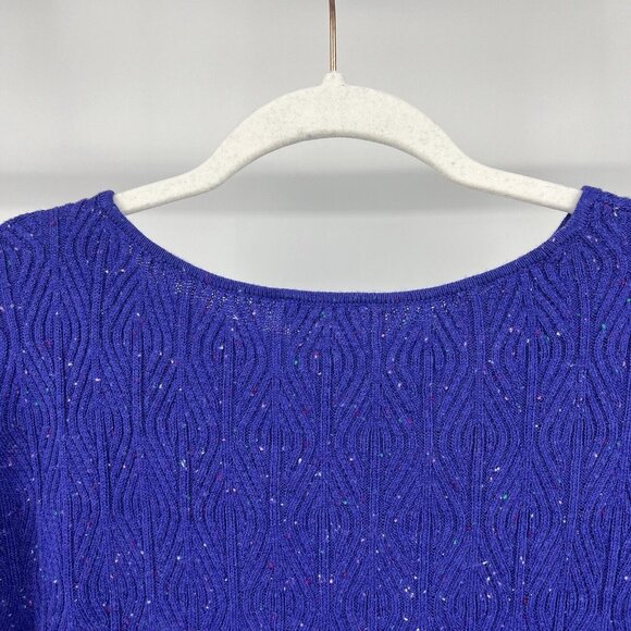 TALBOTS Sweater M Purple Confetti Knit Textured Round Neck Pullover Size Medium‎ - Picture 4 of 11